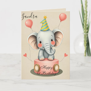 Tarjeta Funny Elephant Happy Birday Card