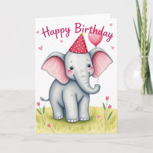 Tarjeta Funny Elephant Happy Birday Card (Anverso)