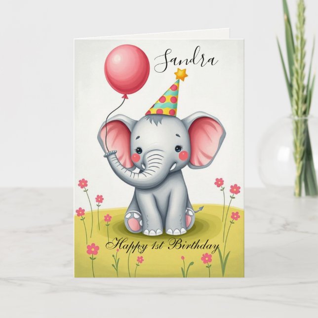 Tarjeta Funny Elephant Happy Birday Card (Anverso)