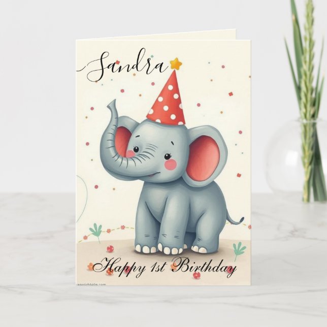 Tarjeta Funny Elephant Happy Birday Card (Anverso)