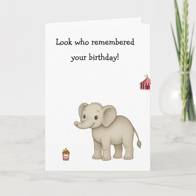 Tarjeta Funny Elephant Memory Age Burn (Anverso)