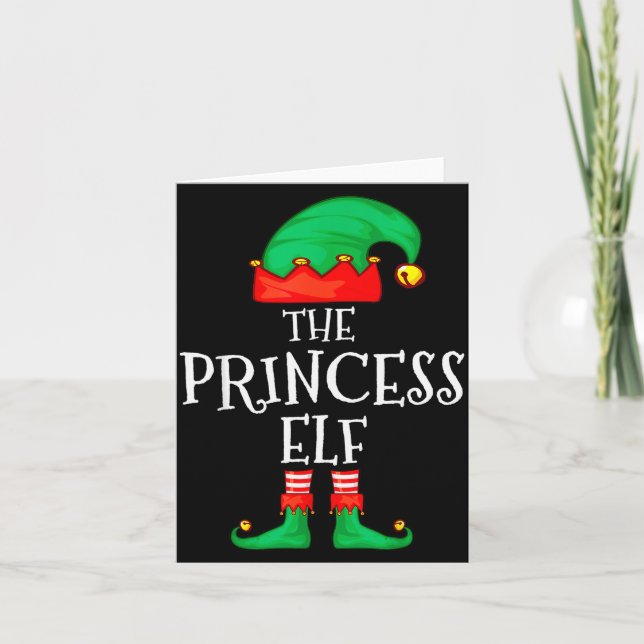 Tarjeta Funny Elf Family Christmas Princess Elf Sweater Me (Anverso)
