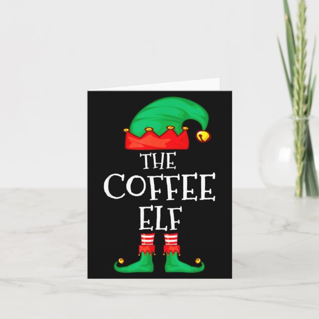 Tarjeta Funny Elf Family Christmas The Coffee Elf Sweater  (Anverso)