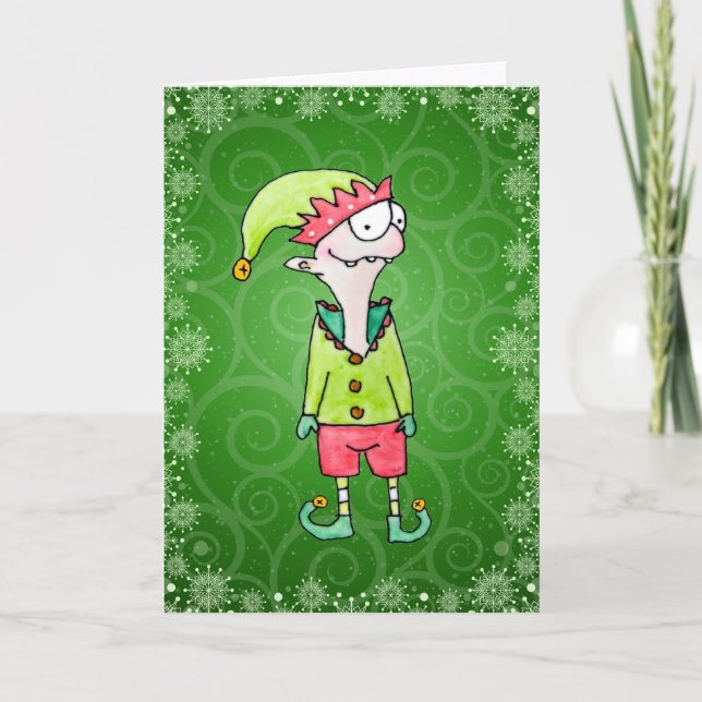 Tarjeta Funny Elf Navidades Card (Anverso)