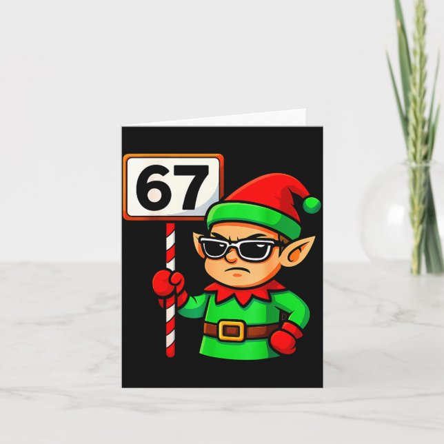 Tarjeta Funny Elf Six Seven 6 7 Meme Christmas Costume 67  (Anverso)
