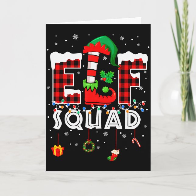 Tarjeta Funny Elf Squad Christmas Family Matching Pajamas  (Anverso)