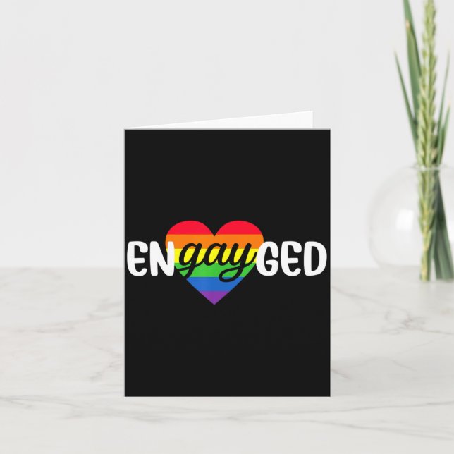 Tarjeta Funny Engayged Gay Couple Engagement Party Rainbow (Anverso)