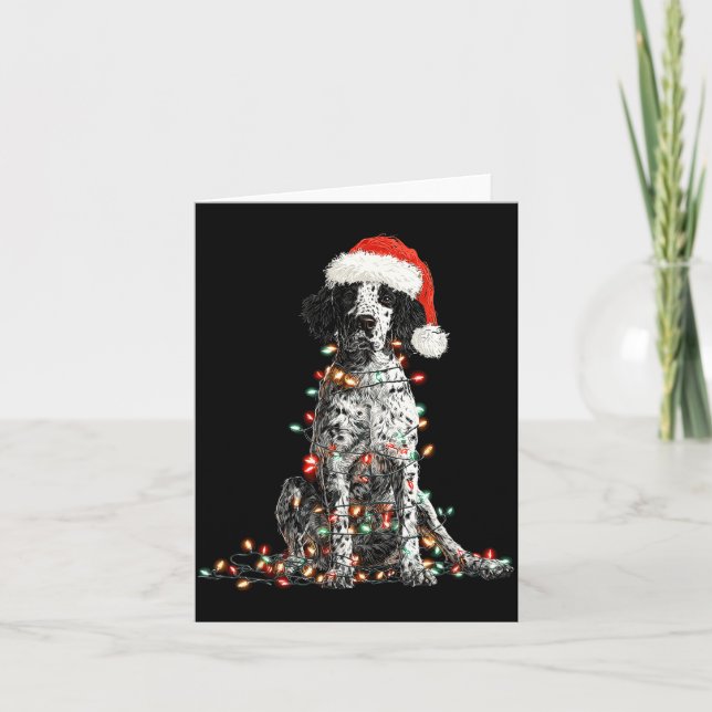 Tarjeta Funny English Setter Christmas Graphics Dog Lights (Anverso)