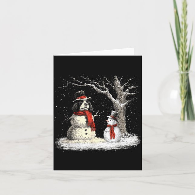 Tarjeta Funny Er Spaniel Dog In The Snow Tree Christmas Wi (Anverso)