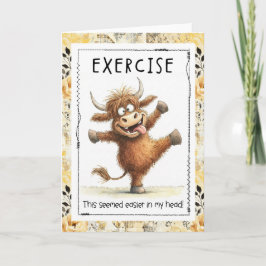 Tarjeta Funny Exercise Highland Cow Greeting Card