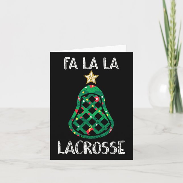 Tarjeta Funny Fa La Lacrosse Player Lax Navidades (Anverso)