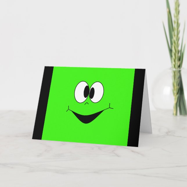 Tarjeta Funny Face Lime Green Birday Card (Anverso)