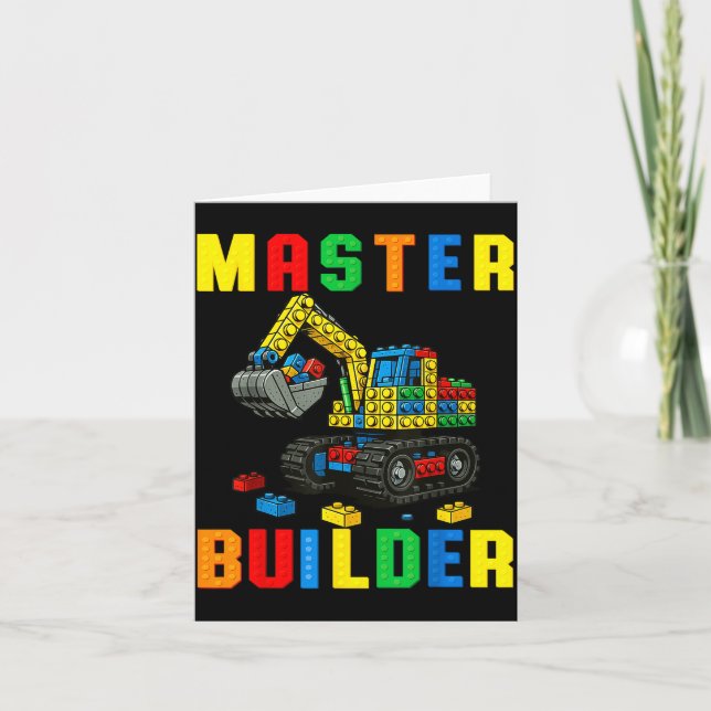 Tarjeta Funny Family Master Builder Building Bricks Blocks (Anverso)