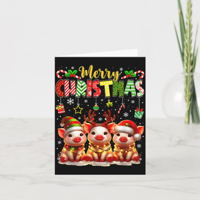Tarjeta Funny Farmer Merry Christmas Reindeer Santa Gs Fam (Anverso)