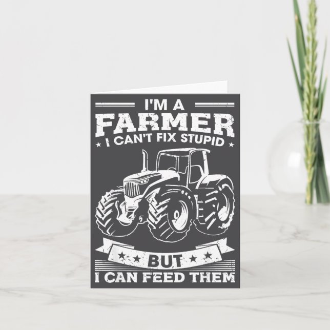 Tarjeta Funny Farming Tractor I'm A Farmer I Feed People  (Anverso)