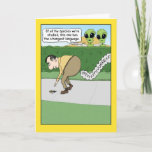 Tarjeta Funny Fart Language Card Birday Card<br><div class="desc">Aquí hay una tarjeta de cumpleaños divertida que muestra a un par de extraterrestres observando a un hombre que habla un idioma extraño. Bueno, en realidad solo está bromeando, pero ¿qué saben los alienígenas? Gracias por elegir este diseño original de © Chuck Ingwersen y apoyarme — ¡un artista independiente! Publico...</div>