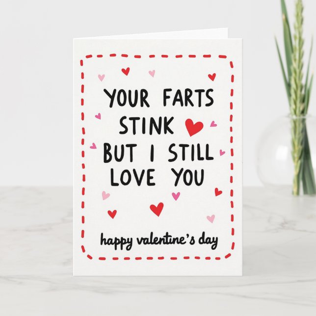 Tarjeta Funny Farts Stink Valentines Love Card (Anverso)