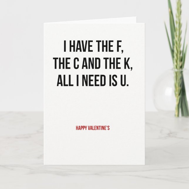 Tarjeta Funny Fck U Valentines Day Card (Anverso)