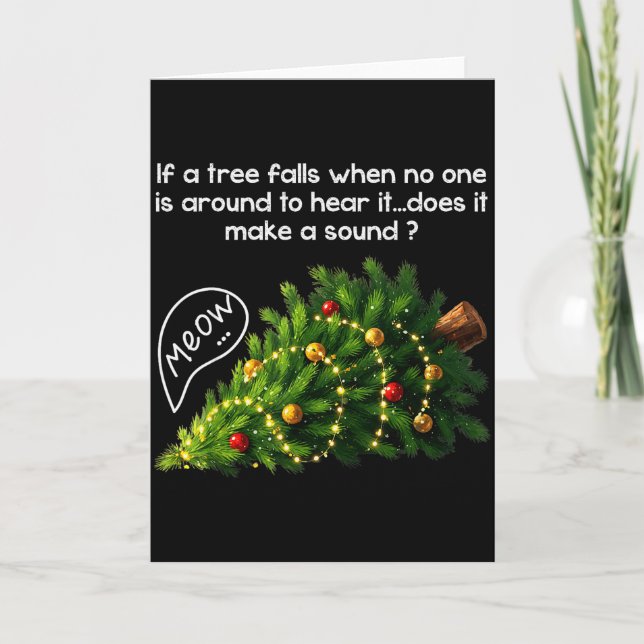 Tarjeta Funny Felines Pushing Christmas Tree Ugly Xmas Paj (Anverso)