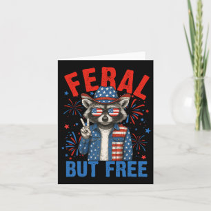Tarjeta Funny Feral Pero Free Usa Raccoon 4 De Julio Hombr