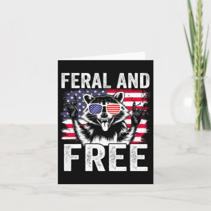 Tarjeta Funny Feral Y Free Racoon Boy Hombres Bandera Esta