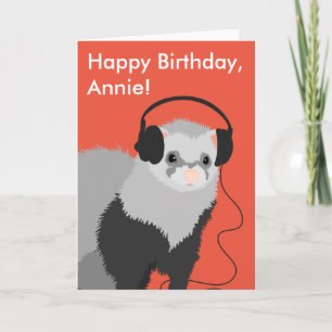 Tarjeta Funny Ferret Music Lover Cumpleaños