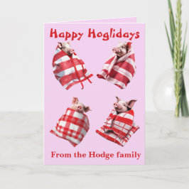 Tarjeta Funny Festive Pigs in Blankets Christmas Animal 