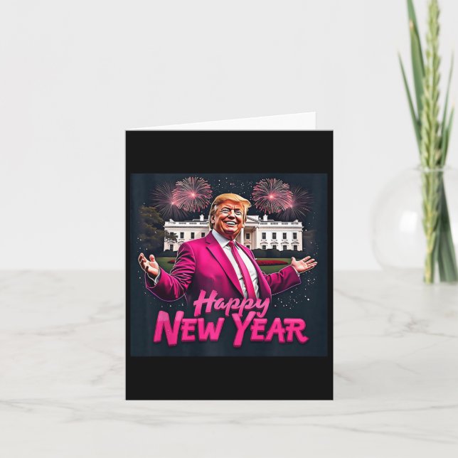 Tarjeta Funny Fiesta de año nuevo Trump 2025 Año nuevo Tru (Anverso)