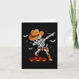 Tarjeta Funny Fiesta de Halloween Dabbing Skeleton Cowboy