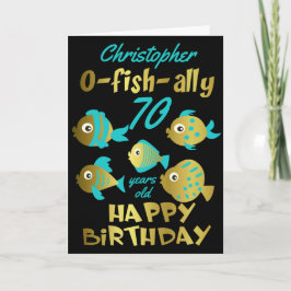 Tarjeta Funny Fish Any Age Gold Birday