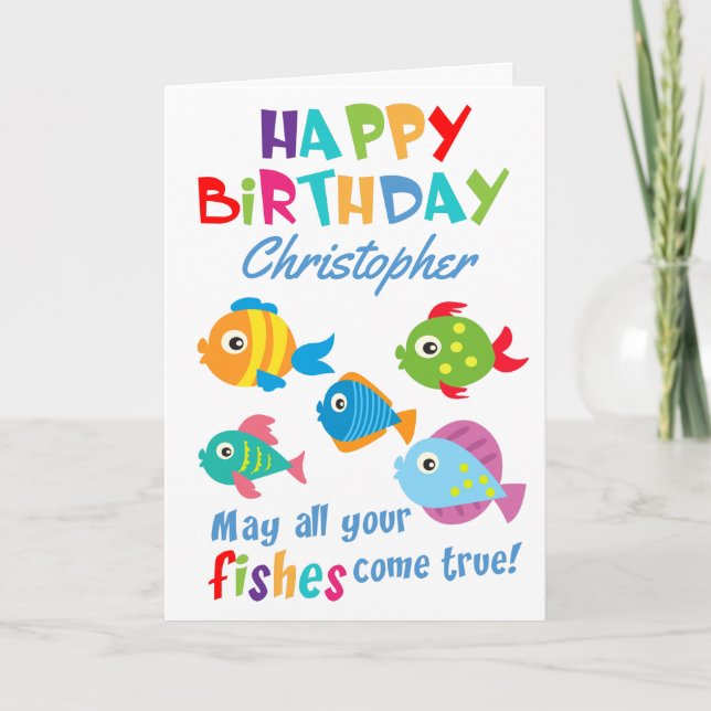 Tarjeta Funny Fishes Personalizado Cumpleaños (Anverso)