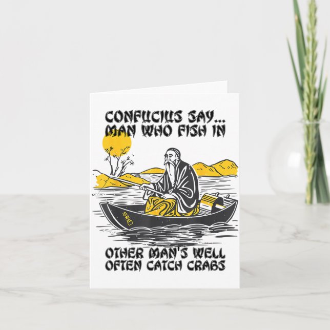 Tarjeta Funny Fishing Quote Confucius Say Fish In Other's  (Anverso)
