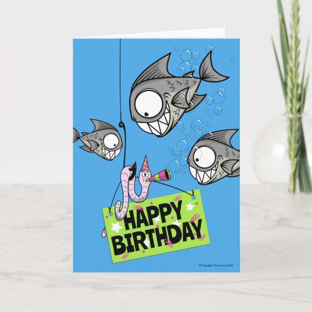 Tarjeta Funny Fishing Themed Birthday Card (Anverso)