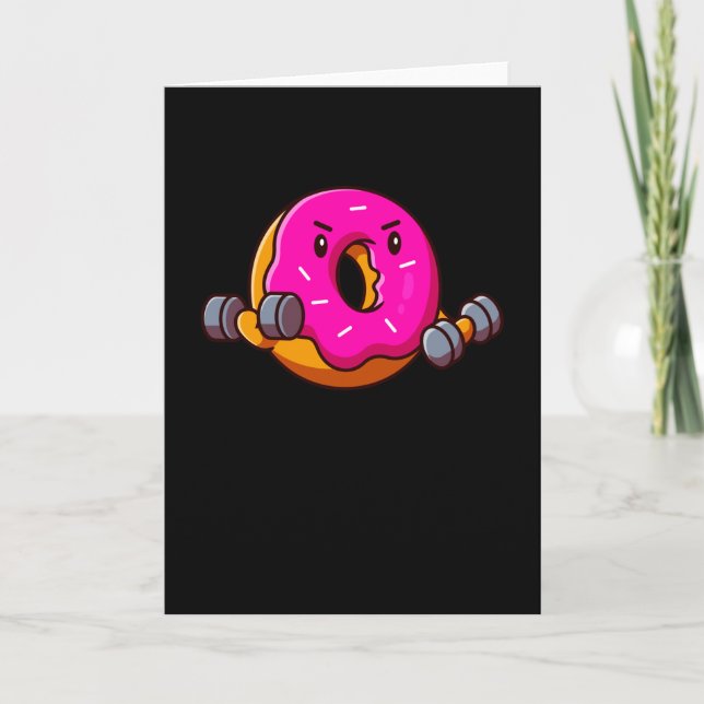 Tarjeta Funny Fitness Donut Workout Weightlifter (Anverso)