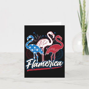 Tarjeta Funny Flamingo 4 De Julio Bandera Patriótica Estad