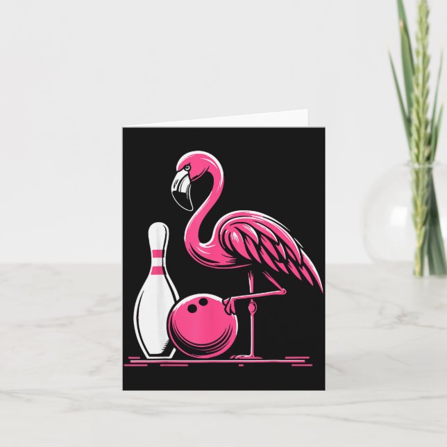 Tarjeta Funny Flamingo Bowling N Bowl Bowler  (Anverso)