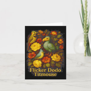 Tarjeta Funny Flicker Dodo Titmouse Vintage Floral Shirt W