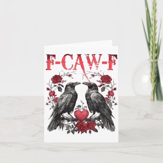 Tarjeta Funny Floral Heart Raven F-caw-f Anti Valentin's D (Anverso)