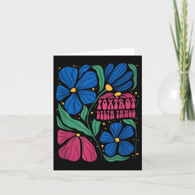 Tarjeta Funny Foxtrots Deltas Tangos Flor Boho (Anverso)