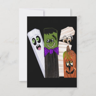 Tarjeta Funny Frankenstein Ghost Pumpkin Invisible Man