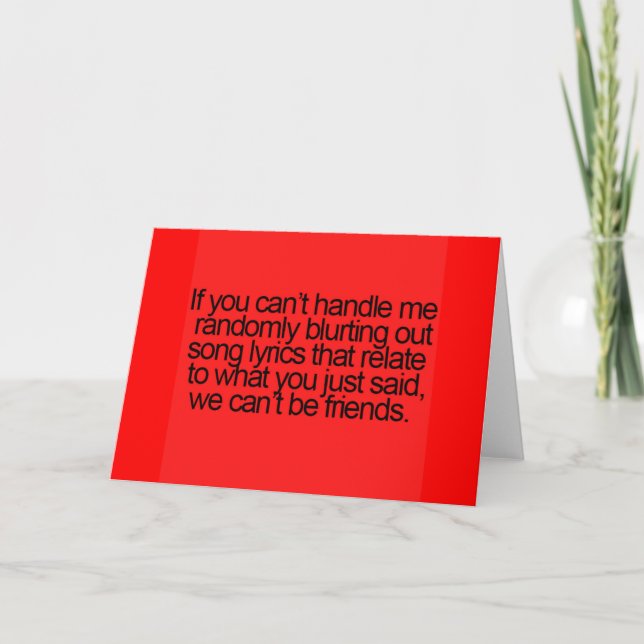 TARJETA FUNNY FRIENDSHING CITA A RANDOMENTE BURLANDO A LYR (Anverso)