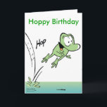 Tarjeta Funny Frog Personalizado Hoppy Birthday Card<br><div class="desc">Mort the Frog vive en el pantano y ama saltar por los humedales. Más personalizados en www.swamp.com.au</div>