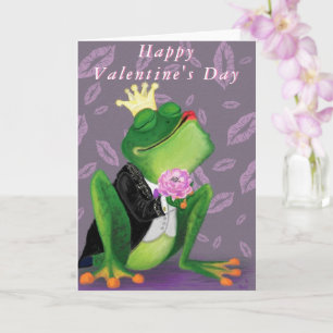 Tarjeta Funny Frog Prince El día de San Valentín Card
