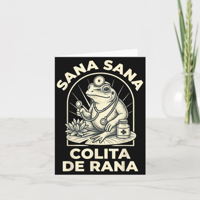 Tarjeta Funny Frog Sana Sana Colita De Rana Cute Mexican N (Anverso)
