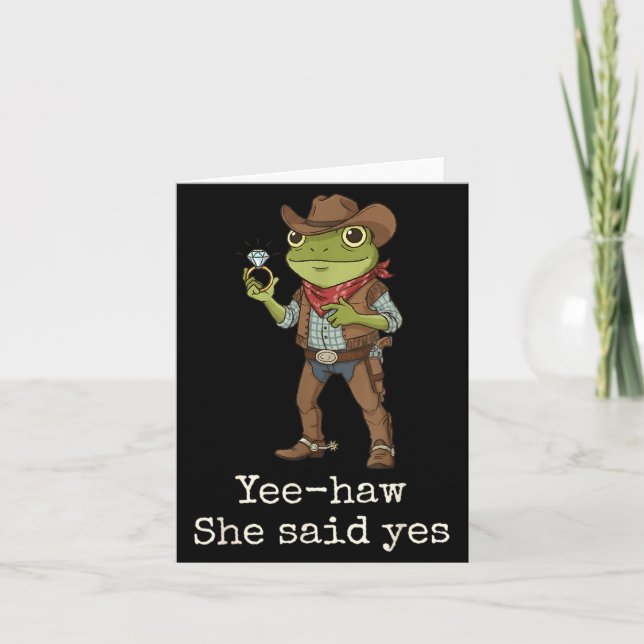 Tarjeta Funny Frog Western Engagement Matching Couples Tee (Anverso)