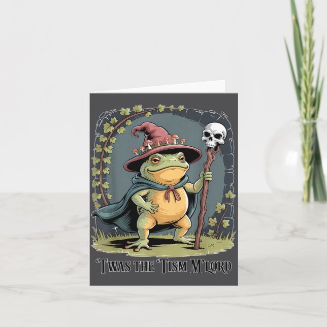 Tarjeta Funny Frog Wizard twas The tism M'lord Fantasy Art (Anverso)