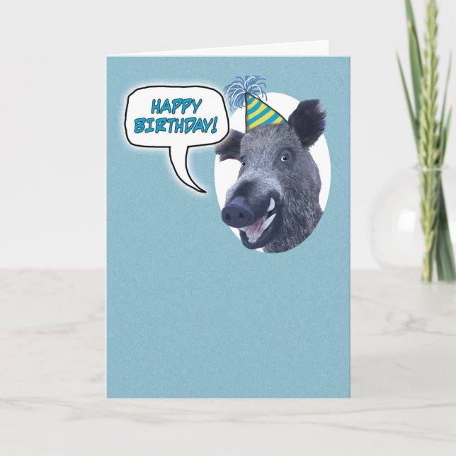 Tarjeta Funny Full Boar Birthday (Anverso)