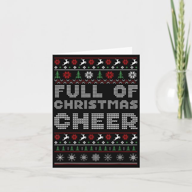 Tarjeta Funny Full Of Christmas Cheer Beer Ugly Matching C (Anverso)
