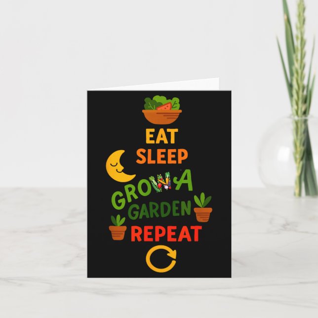 Tarjeta Funny Game Eat Sleep Grow A Garden Repeat Gamer De (Anverso)