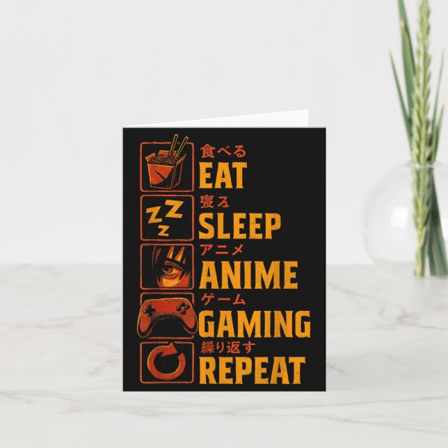 Tarjeta Funny Gamer Anime Graphic Tee Men Boys Teens Video (Anverso)